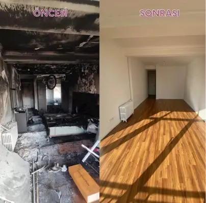 Yangın sonrası duvar is temizliği çalışması - İstanbul